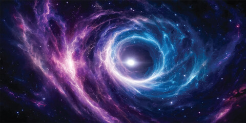 Abstract Blue Space Background with Stars Galaxy Nebula Cosmic Light and Swirling Universe Glow © Midul