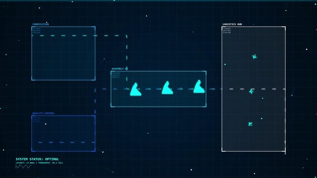 Futuristic Digital Interface with Data Flow and Navigation Elements.