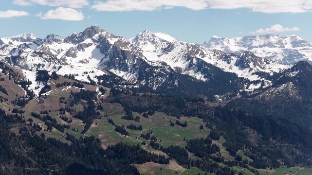 Swiss Alps Mount Rinderberg in Zweisimmen, Switzerland mountain peak covered in snow landscape