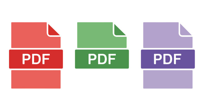 Multiple colorful PDF document icons representing digital files and electronic document management