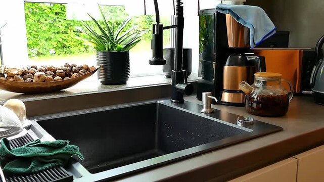 A typical kitchen interior. View.