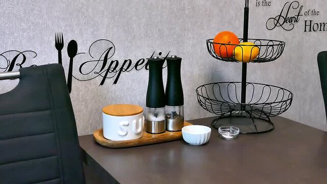 A typical kitchen interior. View.