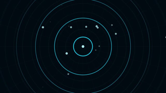 Radar Sweep Scanner Animation Concentric Pulse Rings Cyan Sci Fi Loader Seamless Loop 4K