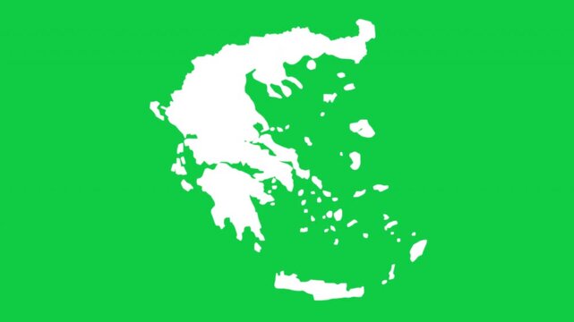 Greece map pop animation with green background