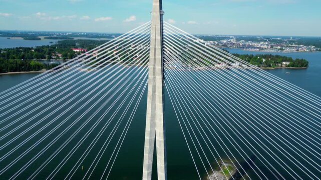 Aerial View of Kruunuvuorensilta New Bridge in Helsinki, Finland