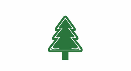 Fototapeta premium A stylized green tree icon set against a clean white background, simple and minimalistic design