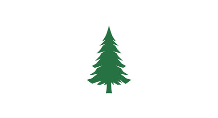 Obraz premium A simplified, green evergreen tree icon, centered on a white background, minimal design