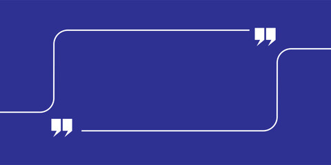 Obraz premium Minimalist quotation box frame with white continuous line and speech marks on dark blue background