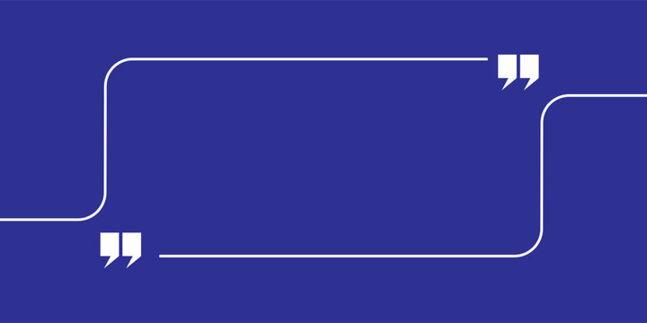 Minimalist quotation box frame with white continuous line and speech marks on dark blue background