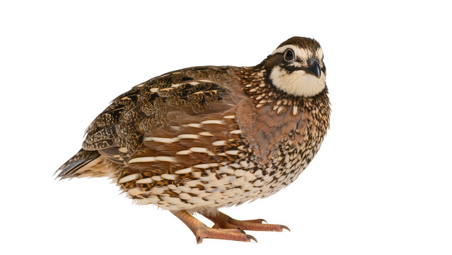 Bobwhite quail bird with speckled brown and white feathers