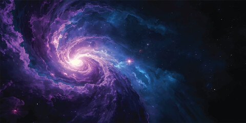 Abstract Space Background with Stars Galaxy Nebula Cosmic Blue Universe Night Sky and Dark Fantasy Light Texture © Midul