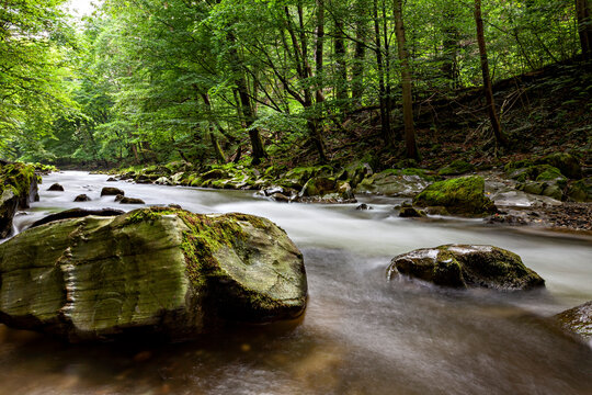 The Whitewater Rapids of the Schwarza River near Rudolstadt