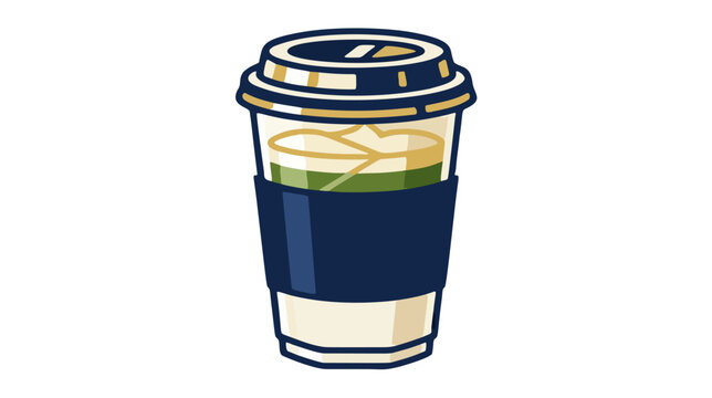 Matcha green tea latte cup with foam art vector illustration