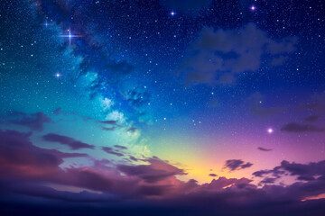 Fototapeta premium A dreamy and magical night sky full of glowing stars and a majestic colorful.