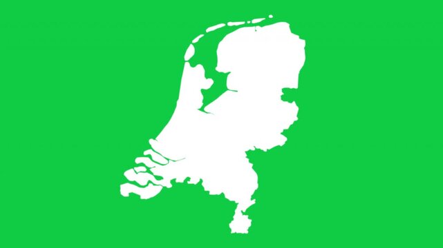 Netherlands map pop animation with green background