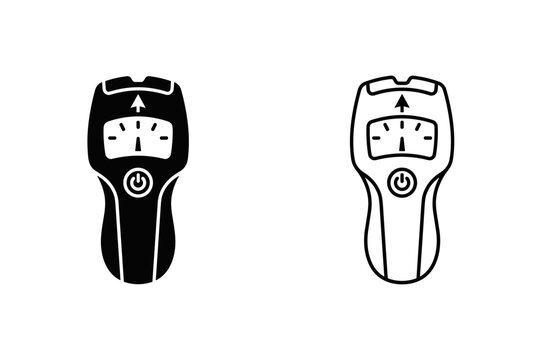 Two stud finder icons, one solid black and one outline, on a white background