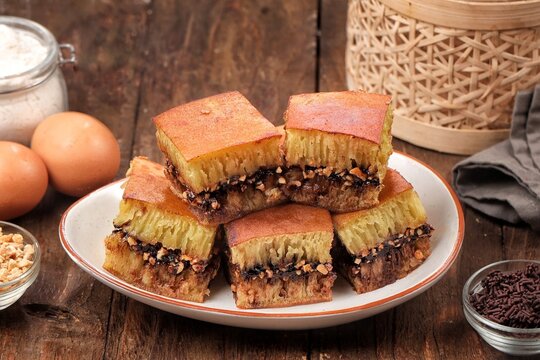 martabak manis, terang bulan, a thick sweet pancake filled with chocolate, cheese, peanuts, and condensed milk