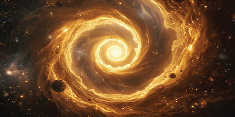Blue Spiral Galaxy Swirl Background in Space © Midul
