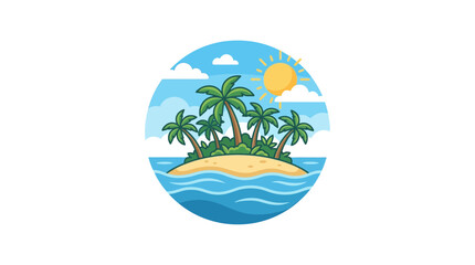 Fototapeta premium Tropical Island Paradise Palm Trees Sunny Day Vacation Getaway