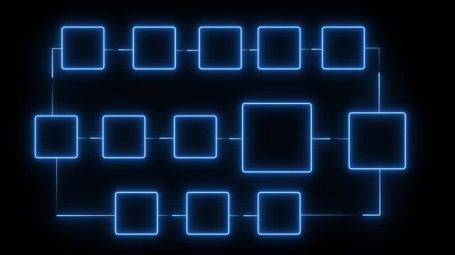 Automation and business process mapping concept. Businessman using laptop with flowchart interface to present automated workflow, process planning, 4k animated video.