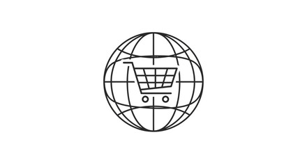 Shopping cart icon inside a globe for global ecommerce © nana