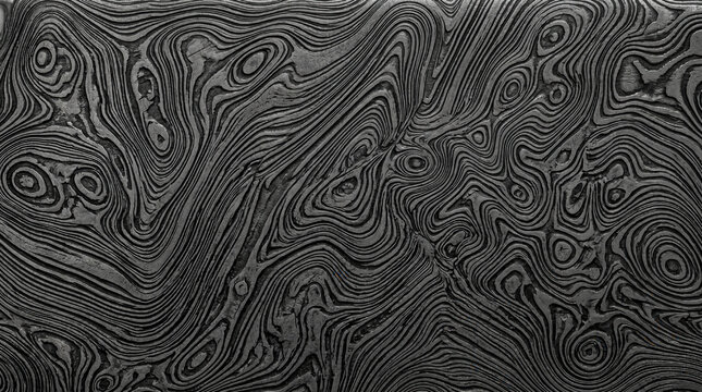 Acid-Etched Grey Damascus Steel Macro Texture for Industrial Backgrounds