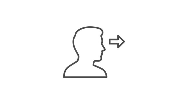 Simple logout icon with profile head and right pointing arrow