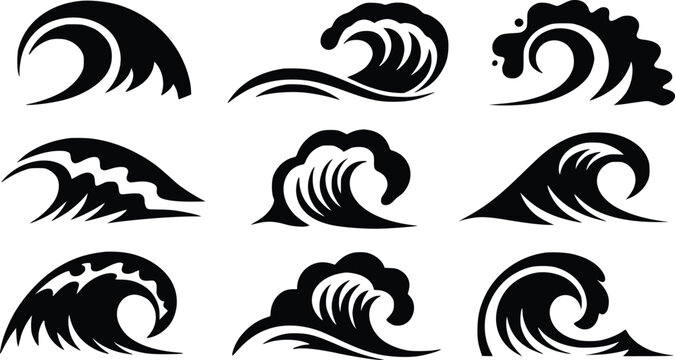 a collection of eight distinct black sil tgV0JY FUU667ES4XVfNrw mskp17wNSu28uBouK5y FQ isolated on white background