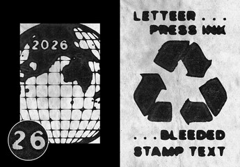 Vertical Letterpress Stamp Text Effect For Logo And Poster Typography