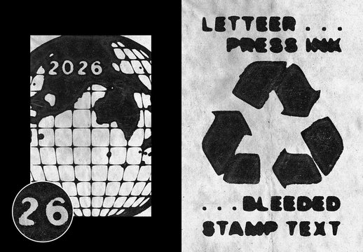 Vertical Letterpress Stamp Text Effect For Logo And Poster Typography
