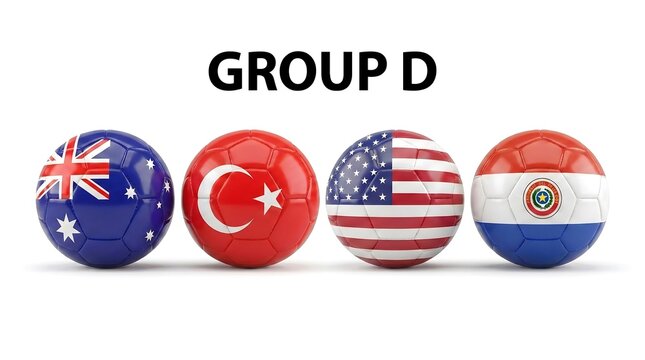 World Cup Group D Soccer Ball Flags - Australia Turkey USA Paraguay