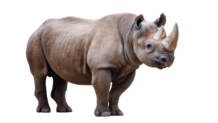 Obraz premium Black rhinoceros with large horn and thick skin