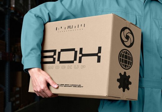 Delivery Box Mockup For Cardboard Packaging And Shipping Brand Design