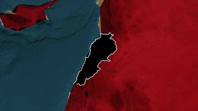 Lebanon Map Highlight Animation with Geographic Borders and National Territory.
Lebanon National Boundary Map Animation in Western Asia.