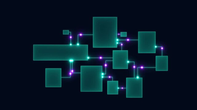 Business neon tool strategy and online advertising analytics concept professional interacts with smart dashboard, showcasing SEO, social media targeting, content marketing, 4k animated.
