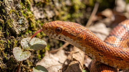 Fototapeta premium Close-up Snake Tongue Sensing Environment Wildlife Education Banner