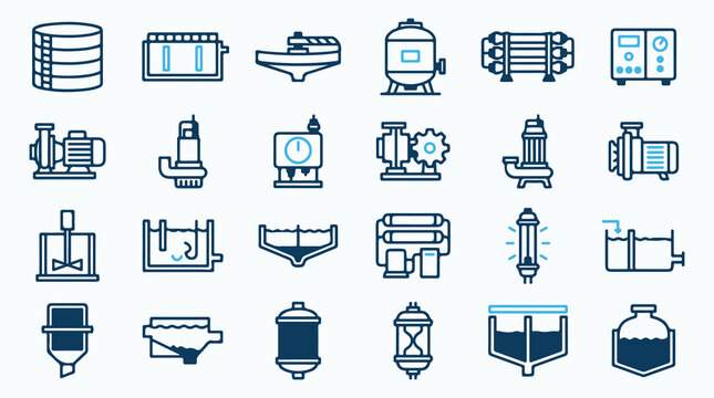 Wastewater Treatment and Water Purification System Icons