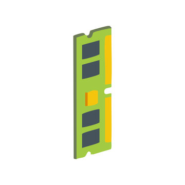 Isometric RAM Memory Module Vector Illustration, Computer Random Access Memory Hardware 3D Doodle Clipart