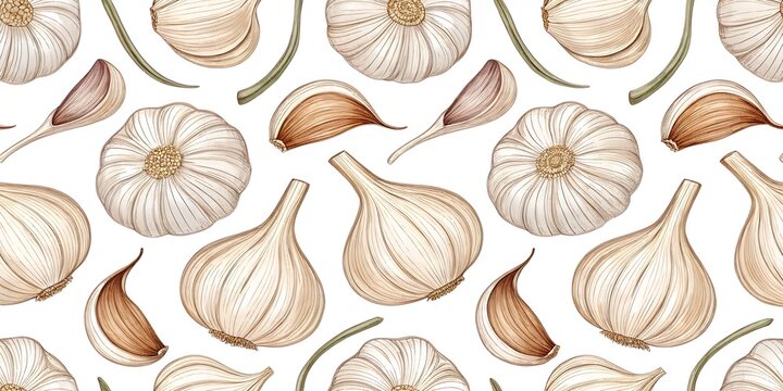 seamless background with garlic