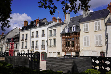 Fototapeta premium Historic half-timbered houses and classic French architecture on a street in Orleans