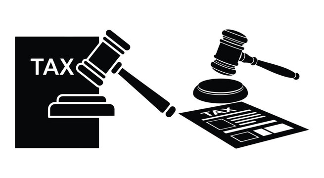 Tax Gavel And Form Silhouette On White Background taxation taxes