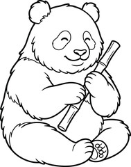 Obraz premium A cute panda bear playing a flute