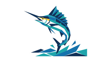 Fototapeta premium Geometric Marlin Jumping Out of Water