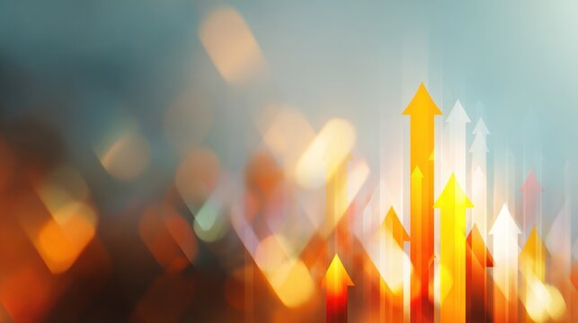 Upward Momentum: A dynamic abstract image depicting a series of upward-pointing arrows, symbolizing growth, progress, and success, against a bokeh-filled, gradient background