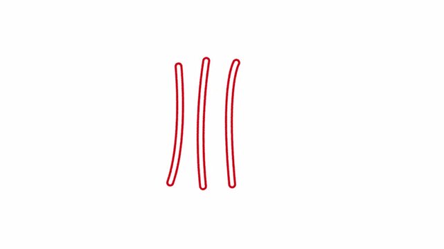 Animated red ink tally marks counting five for educational scoring marks