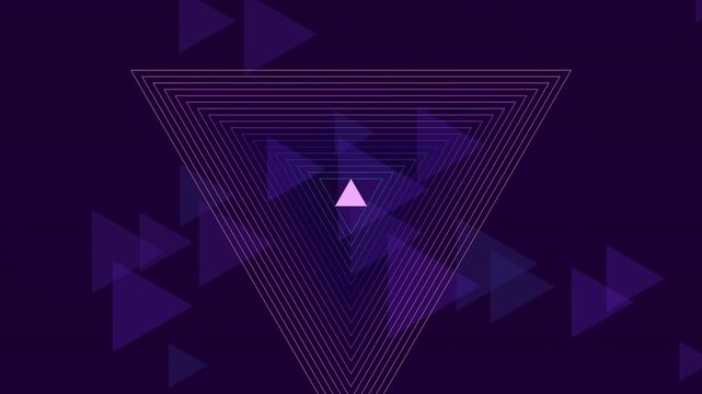 Abstract neon triangle tunnel motion animation background, with pulsing geometric, light patterns