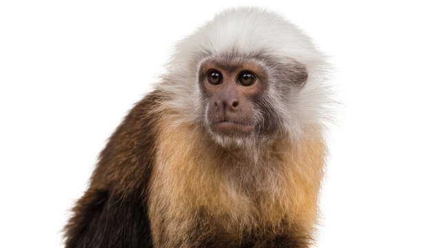 White-headed Capuchin monkey with fluffy white head fur and brown fur