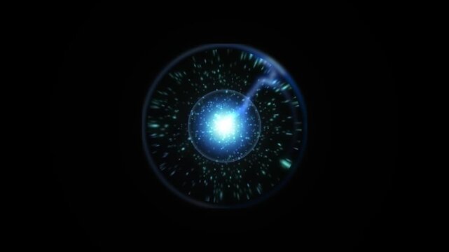 Blue energy rays technology style shockwave animation. 4K explosion shockwave effect, diverging particles overlay background, glowing particles shockwave motion.