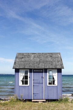 Colored beach hut in Aeroskobing, Aero island, Denmark