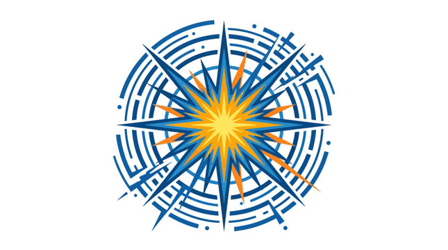 Compass Rose Starburst Graphic Illustration.